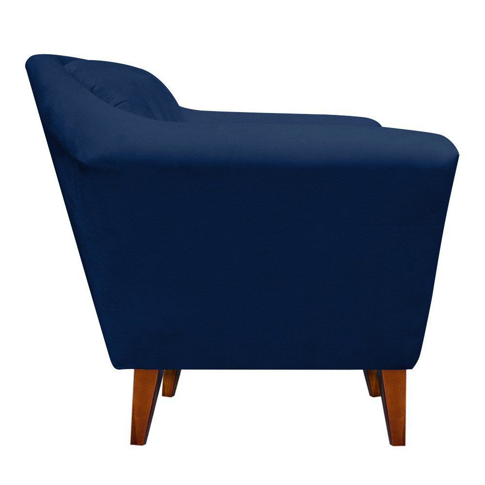 Poltrona Lorena Suede Azul Marinho Pés Chanfrado - D'Rossi