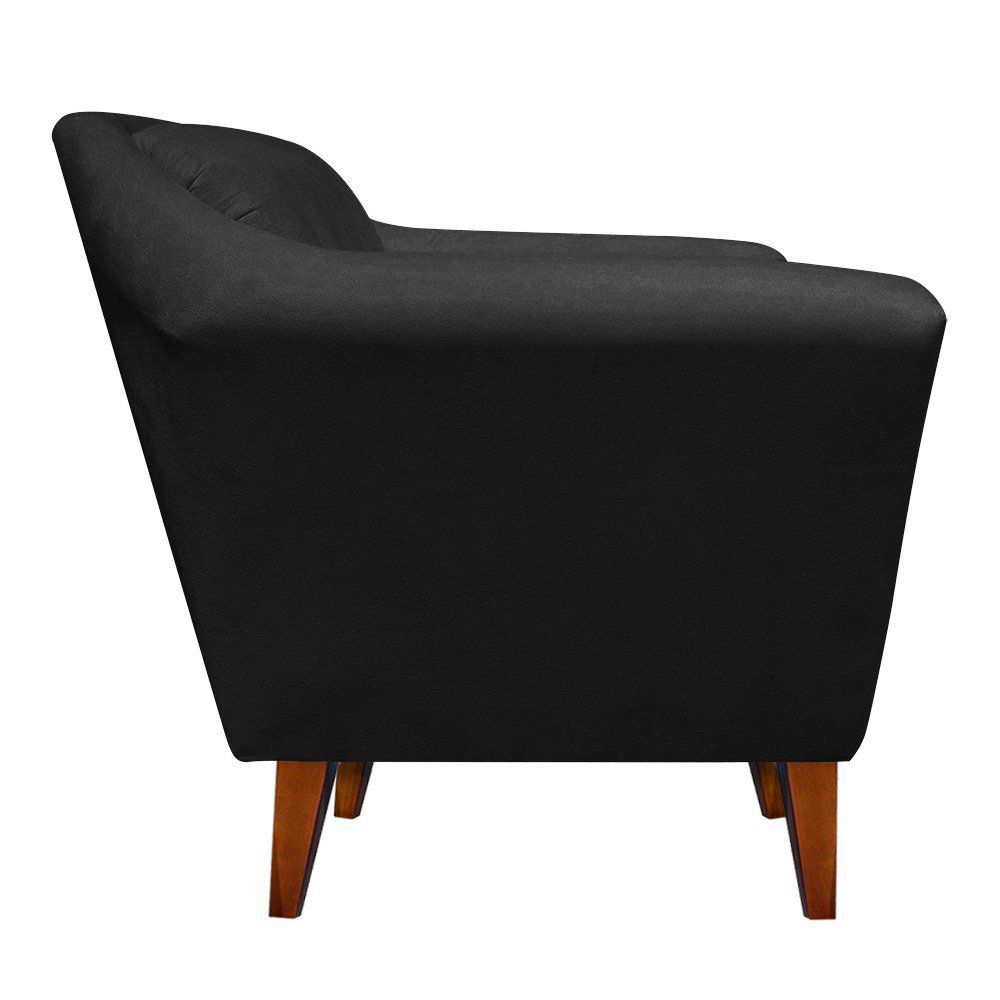 Poltrona Lorena Suede Preto Pés Chanfrado - D'Rossi