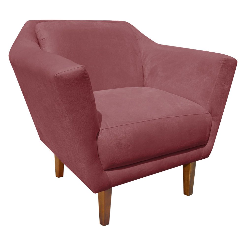 Poltrona Lorena Suede Rose Pés Chanfrado - D'Rossi