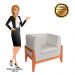 Poltrona Lucy Linho Base Madeira Castanho D'Rossi