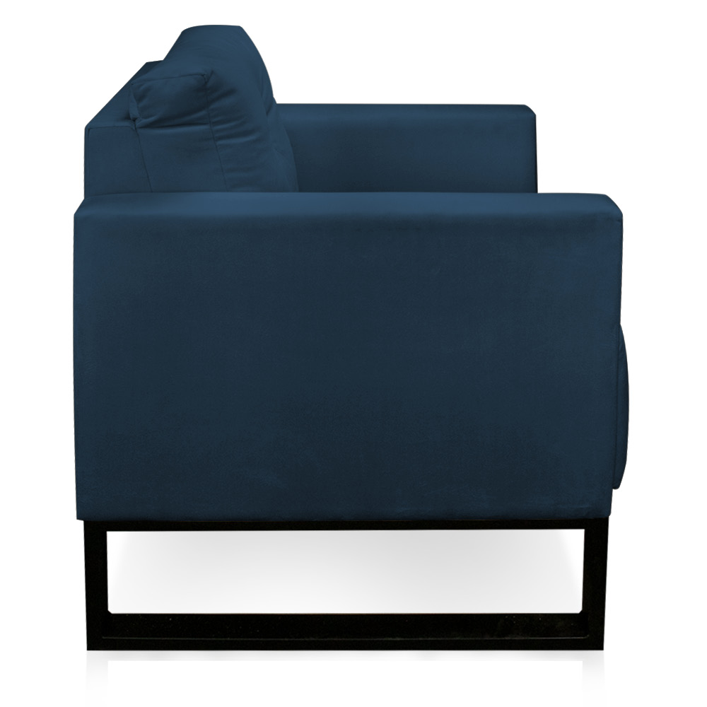 Poltrona Luisa Suede Azul Marinho Base Industrial Metálica Preto - D'Rossi
