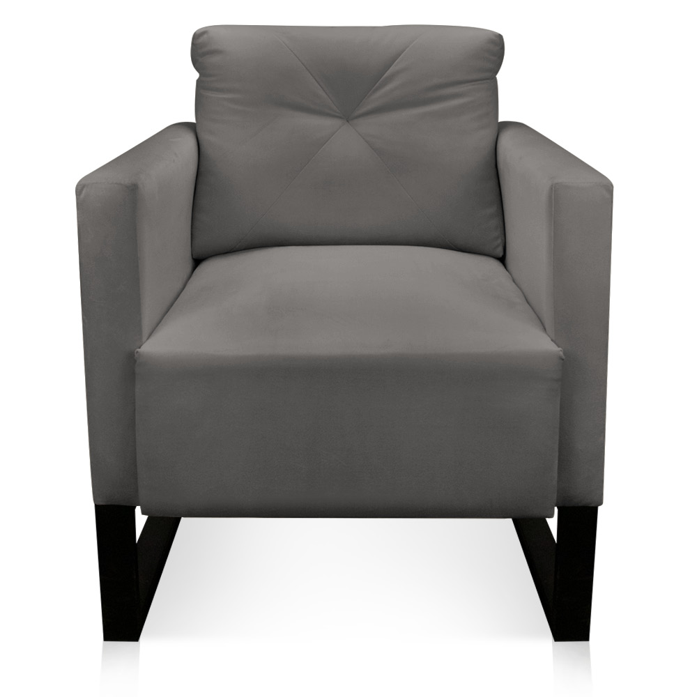 Poltrona Luisa Suede Grafite Base Industrial Metálica Preto - D'Rossi