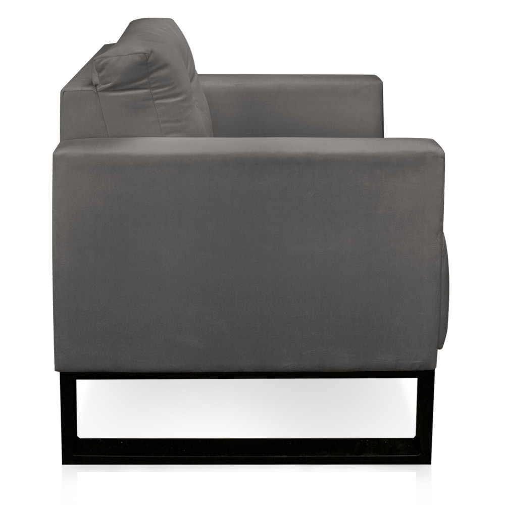 Poltrona Luisa Suede Grafite Base Industrial Metálica Preto - D'Rossi