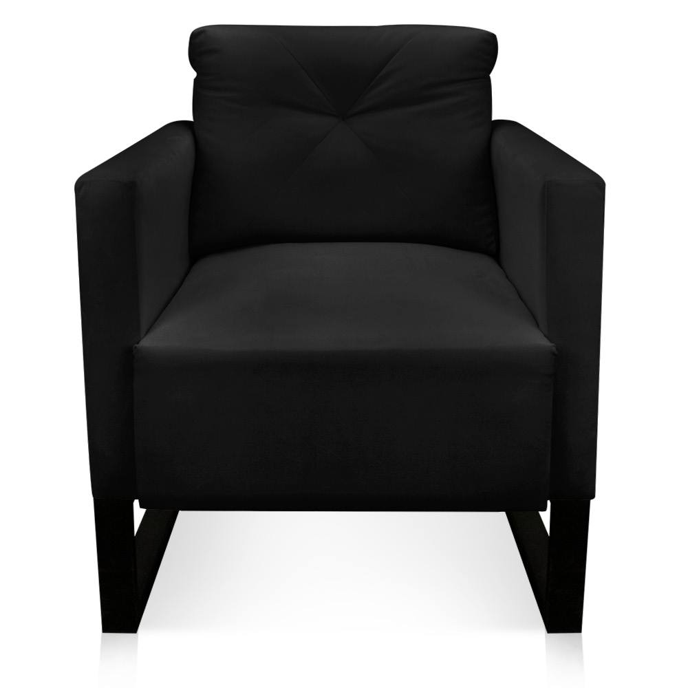 Poltrona Luisa Suede Preto Base Industrial Metálica Preto - D'Rossi