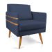 Poltrona Mari Suede Azul Marinho Pés Palito Castanho - D'Rossi