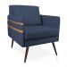 Poltrona Mari Suede Azul Marinho Pés Palito de Ferro Marrom - D'Rossi