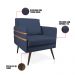 Poltrona Mari Suede Azul Marinho Pés Palito de Ferro Marrom - D'Rossi