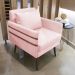 Poltrona Mari Suede Rosa Bebê Pés Palito de Ferro Marrom - D'Rossi