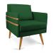 Poltrona Mari Suede Verde Pés Palito Castanho - D'Rossi