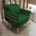 Poltrona Mari Suede Verde Pés Palito Castanho - D'Rossi