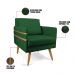 Poltrona Mari Suede Verde Pés Palito Castanho - D'Rossi