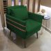 Poltrona Mari Suede Verde Pés Palito de Ferro Marrom - D'Rossi