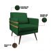 Poltrona Mari Suede Verde Pés Palito de Ferro Marrom - D'Rossi