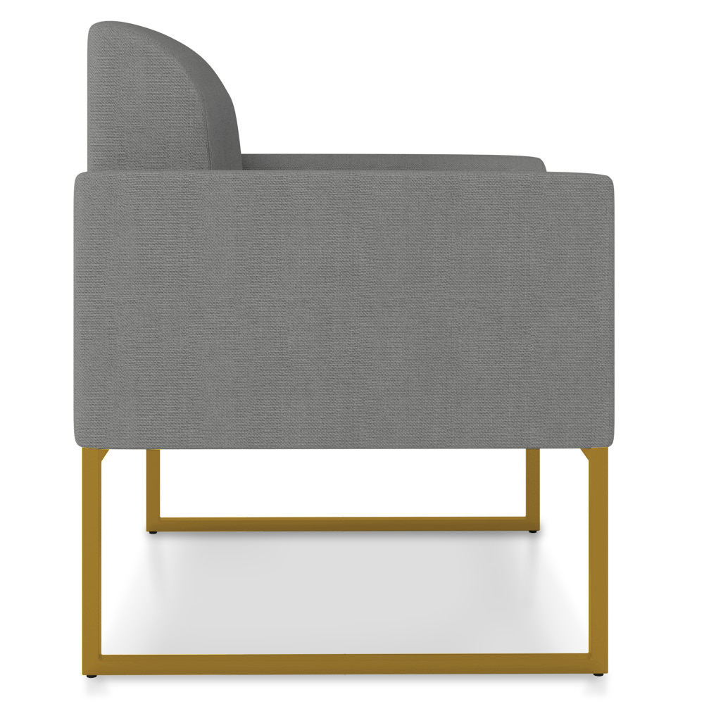 Poltrona Marisa Linho Grafite A26 Base Industrial Metálica Dourado - D'Rossi
