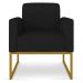 Poltrona Marisa Linho Preto A79 Base Industrial Metálica Dourado - D'Rossi