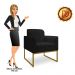 Poltrona Marisa Linho Preto A79 Base Industrial Metálica Dourado - D'Rossi