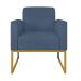 Poltrona Marisa Suede Azul Marinho Base Industrial Metálica Dourado D'Rossi