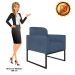 Poltrona Marisa Suede Azul Marinho Base Industrial Metálica Preto - D'Rossi