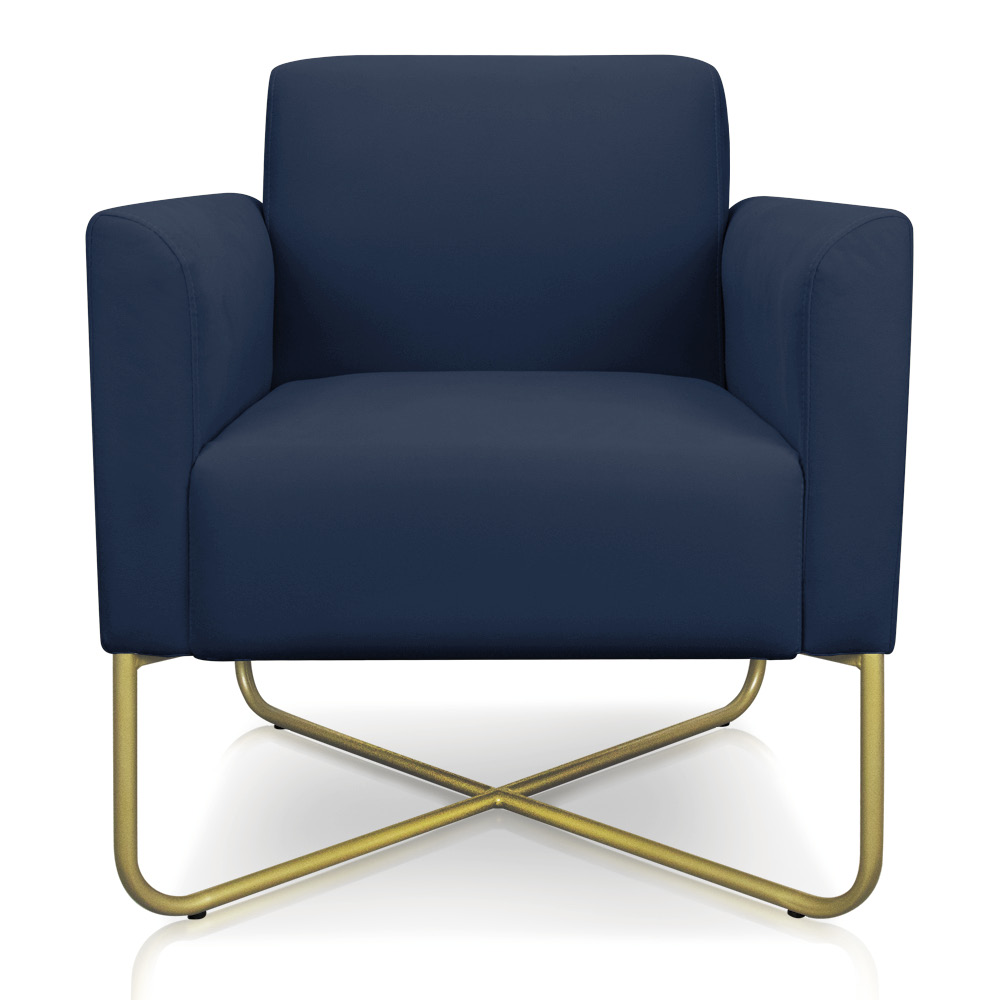 Poltrona Marisa Suede Azul Marinho Base X Industrial Dourado - D'Rossi