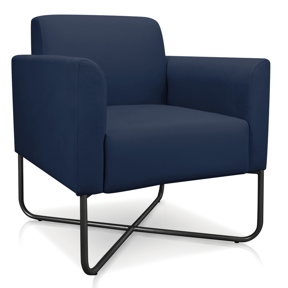 Poltrona Marisa Suede Azul Marinho Base X Industrial Preto - D'Rossi