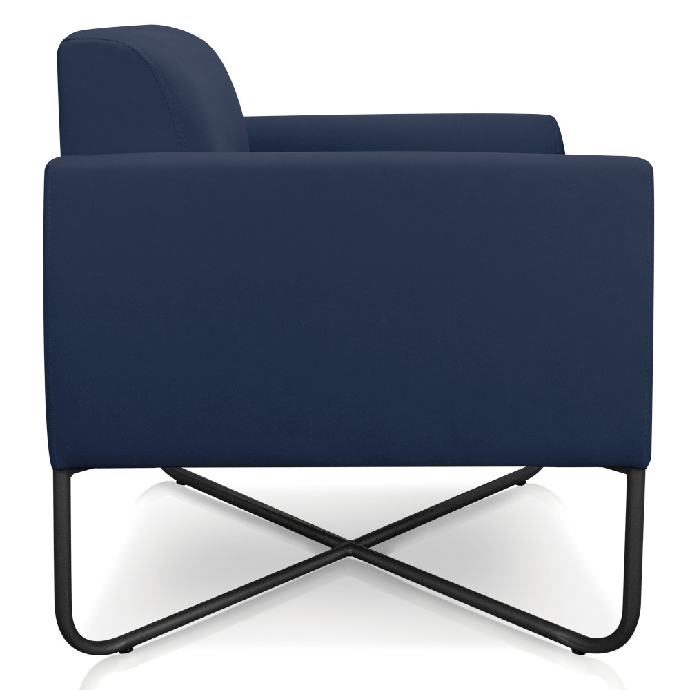 Poltrona Marisa Suede Azul Marinho Base X Industrial Preto - D'Rossi