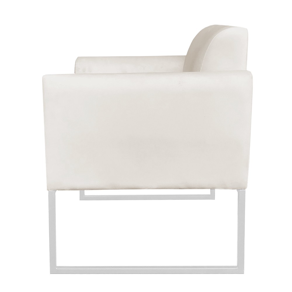 Poltrona Marisa Suede Base Industrial Metálica Branca D'Rossi