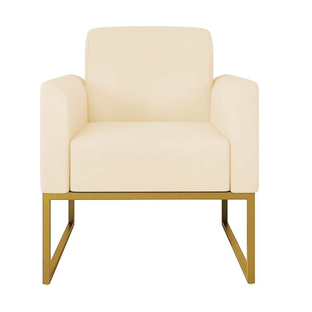 Poltrona Marisa Suede Base Industrial Metálica Dourado D'Rossi