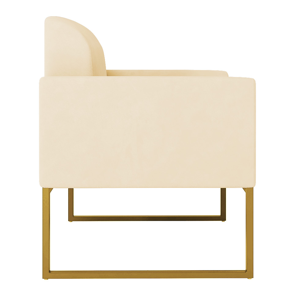 Poltrona Marisa Suede Base Industrial Metálica Dourado D'Rossi