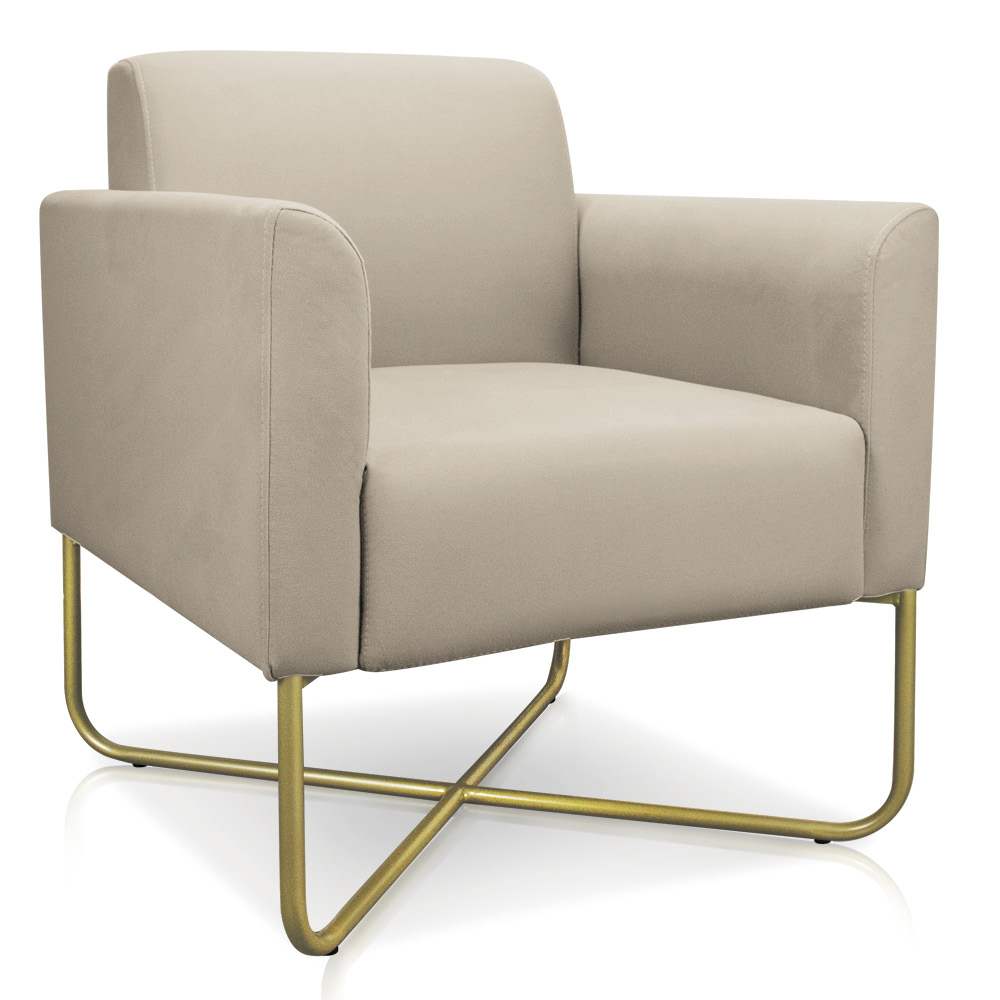 Poltrona Marisa Suede Base X Industrial Dourado - D'Rossi