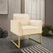 Poltrona Marisa Suede Bege Base Industrial Metálica Dourado D'Rossi