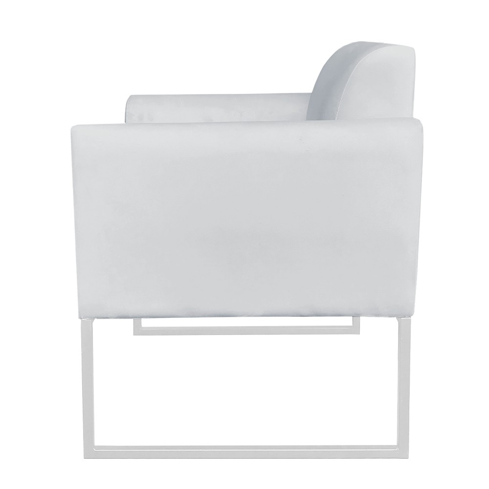 Poltrona Marisa Suede Cinza Base Industrial Metálica Branca D'Rossi