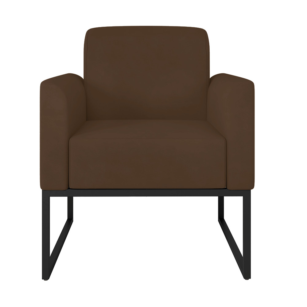 Poltrona Marisa Suede Marrom Base Industrial Metálica Preto - D'Rossi