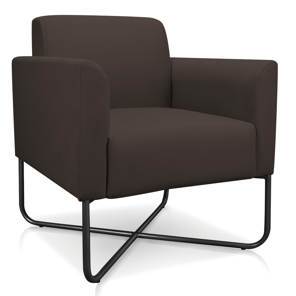 Poltrona Marisa Suede Marrom Base X Industrial Preto - D'Rossi