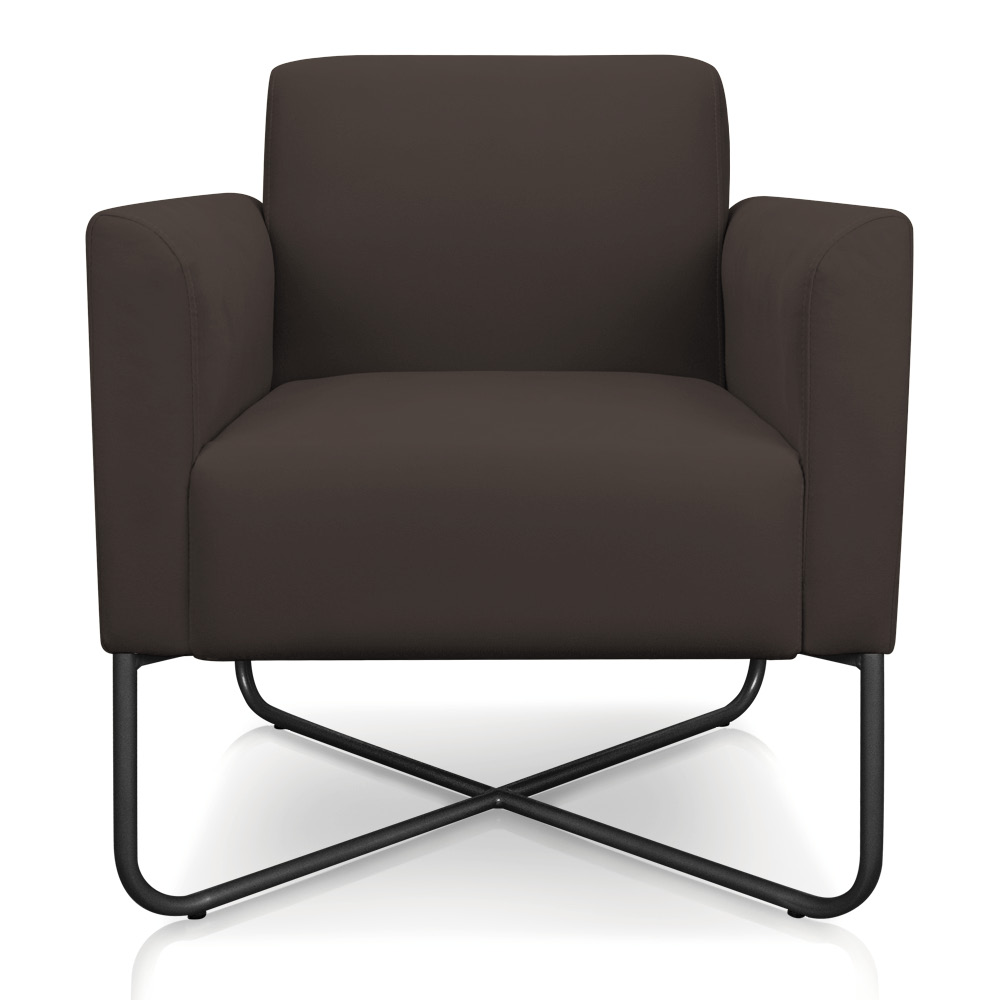 Poltrona Marisa Suede Marrom Base X Industrial Preto - D'Rossi