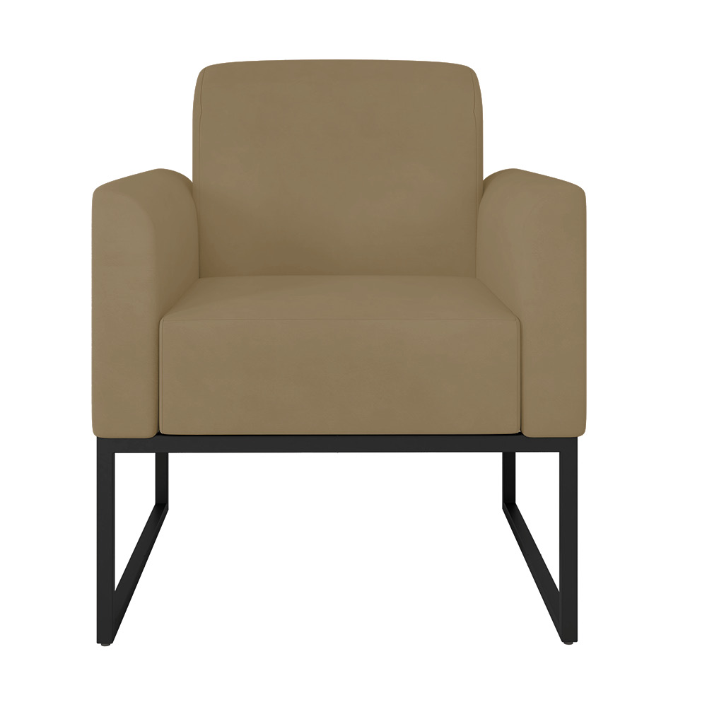 Poltrona Marisa Suede Marrom Rato Base Industrial Metálica Preto - D'Rossi