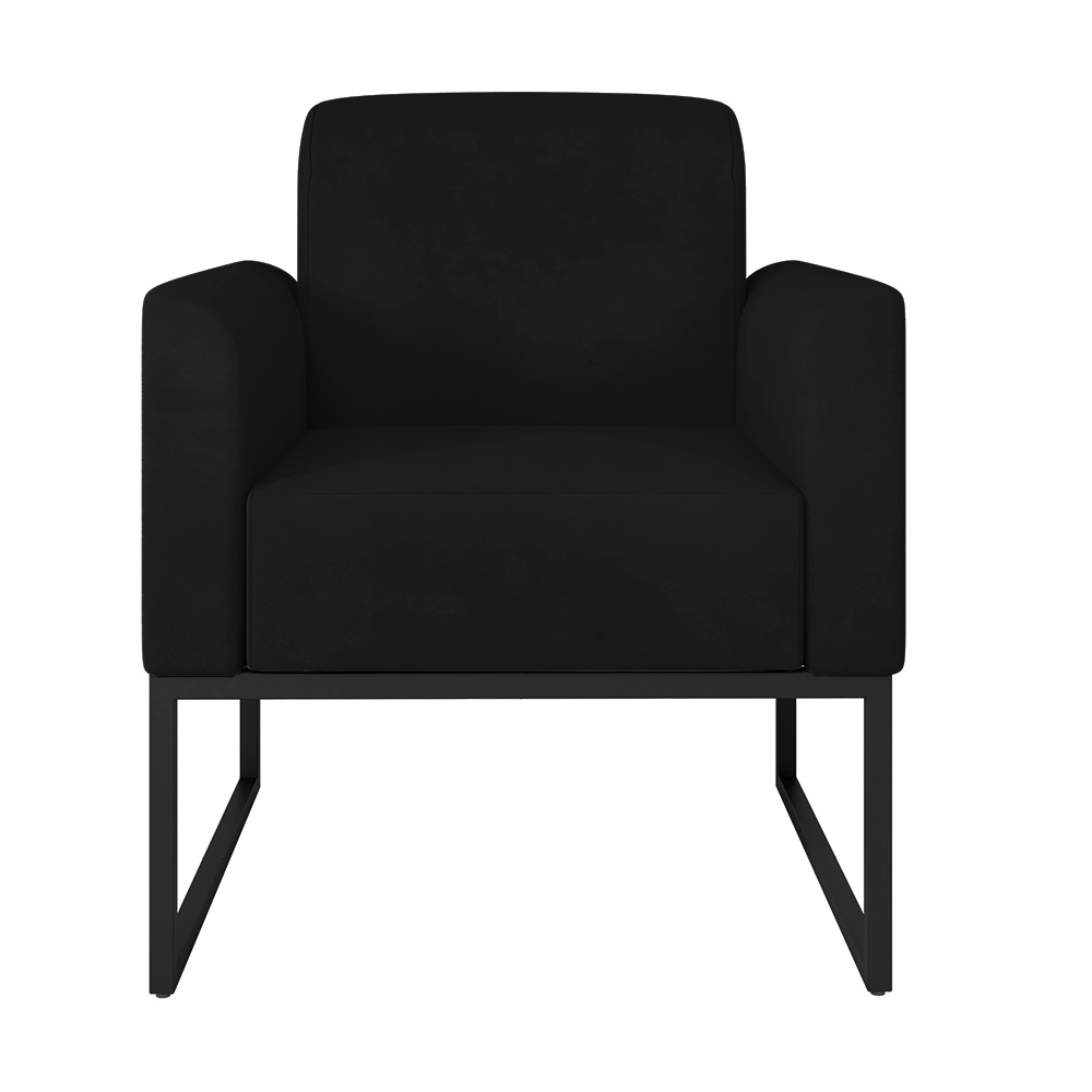 Poltrona Marisa Suede Preto Base Industrial Metálica Preto - D'Rossi