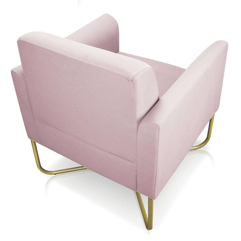 Poltrona Marisa Suede Rosa Bebê Base X Industrial Dourado - D'Rossi