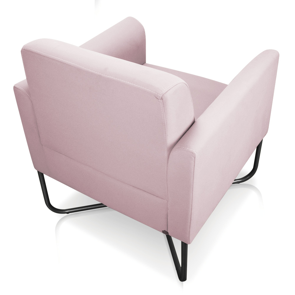 Poltrona Marisa Suede Rosa Bebê Base X Industrial Preto - D'Rossi
