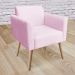 Poltrona Marisa Suede Rosa Bebê Pés Palito Natural D'Rossi