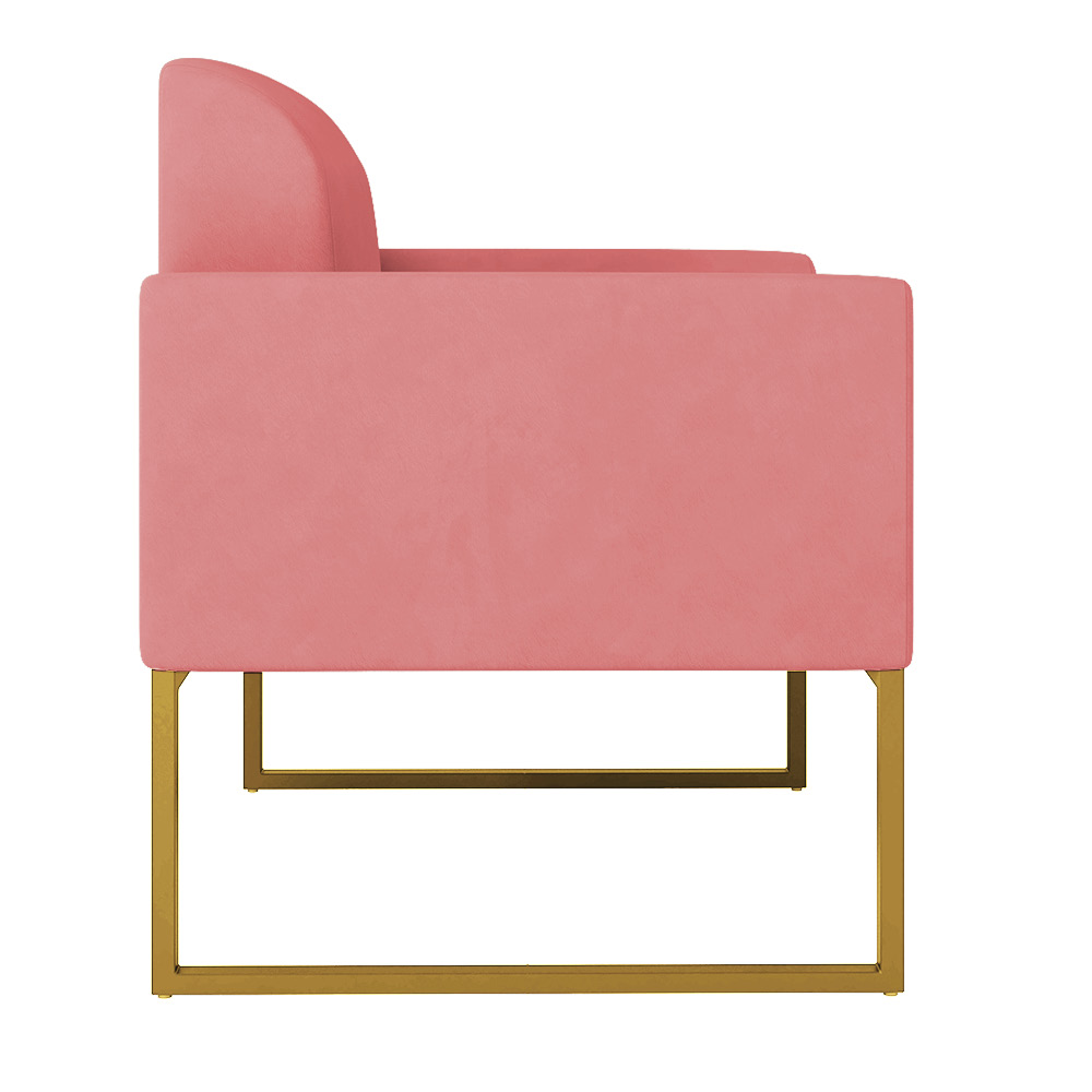 Poltrona Marisa Suede Rose Base Metálica Dourado D'Rossi