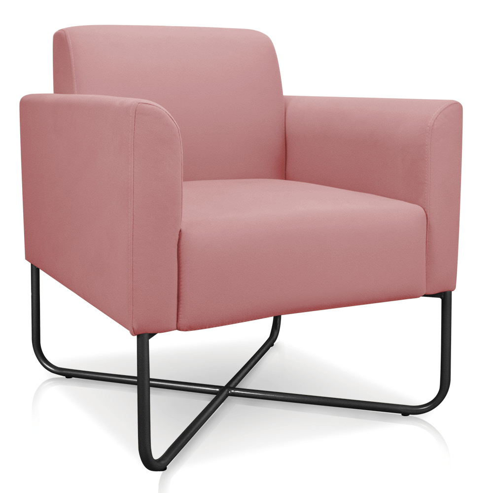 Poltrona Marisa Suede Rose Base X Industrial Preto - D'Rossi