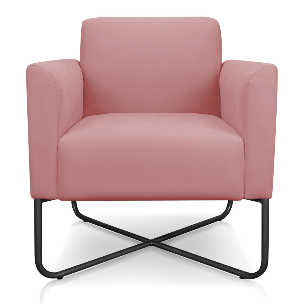 Poltrona Marisa Suede Rose Base X Industrial Preto - D'Rossi
