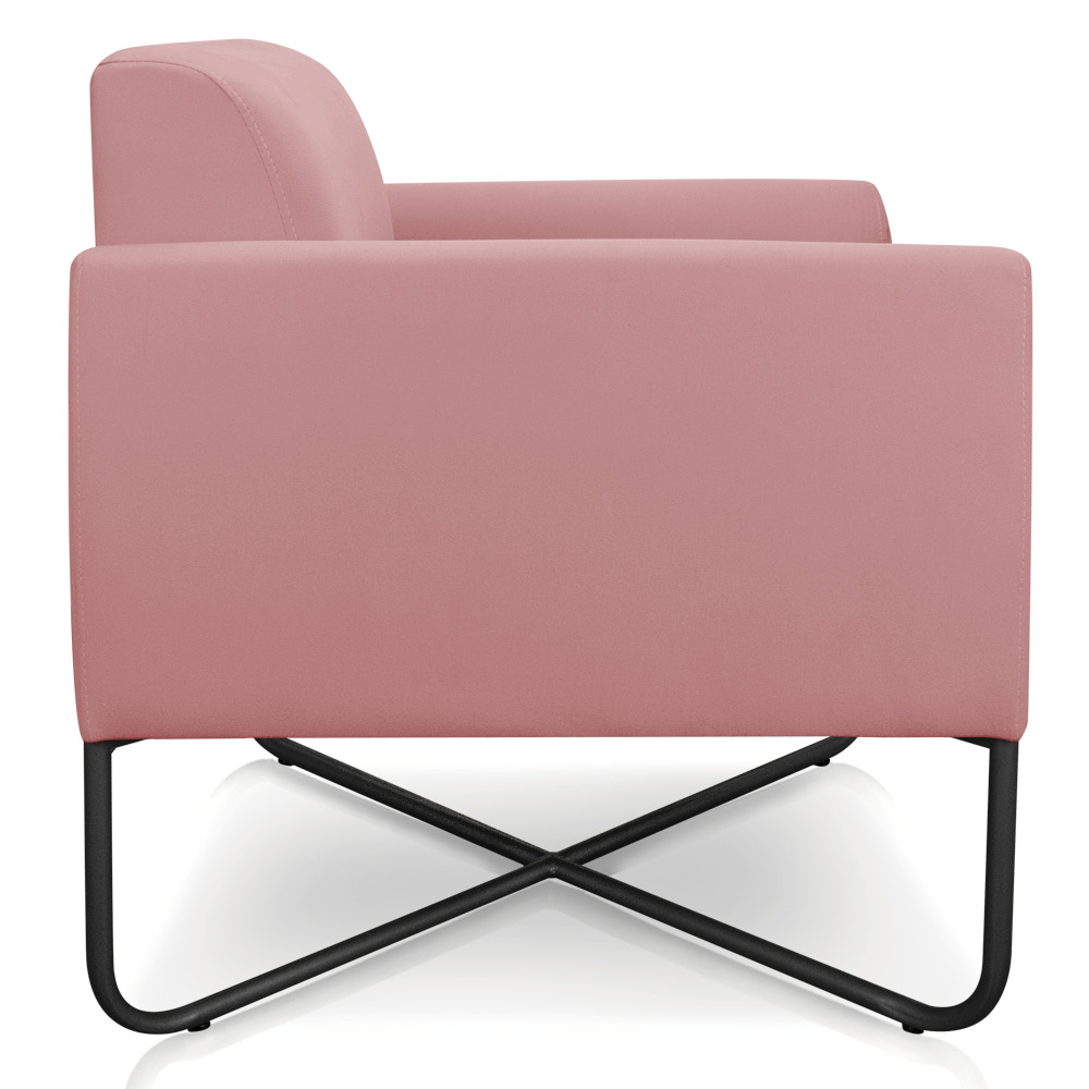 Poltrona Marisa Suede Rose Base X Industrial Preto - D'Rossi