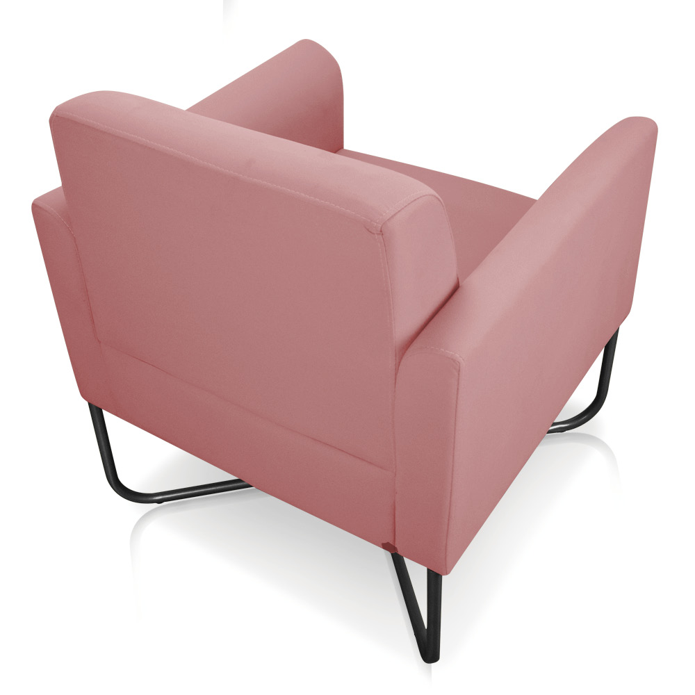 Poltrona Marisa Suede Rose Base X Industrial Preto - D'Rossi