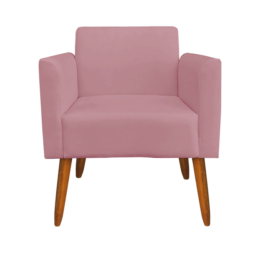 Poltrona Marisa Suede Rose Pés Palito Castanho D'Rossi