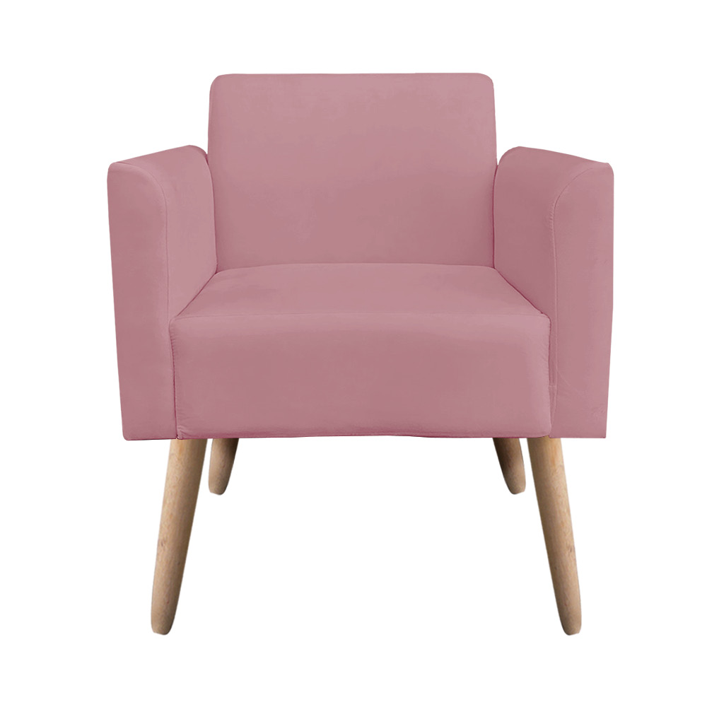 Poltrona Marisa Suede Rose Pés Palito Natural D'Rossi
