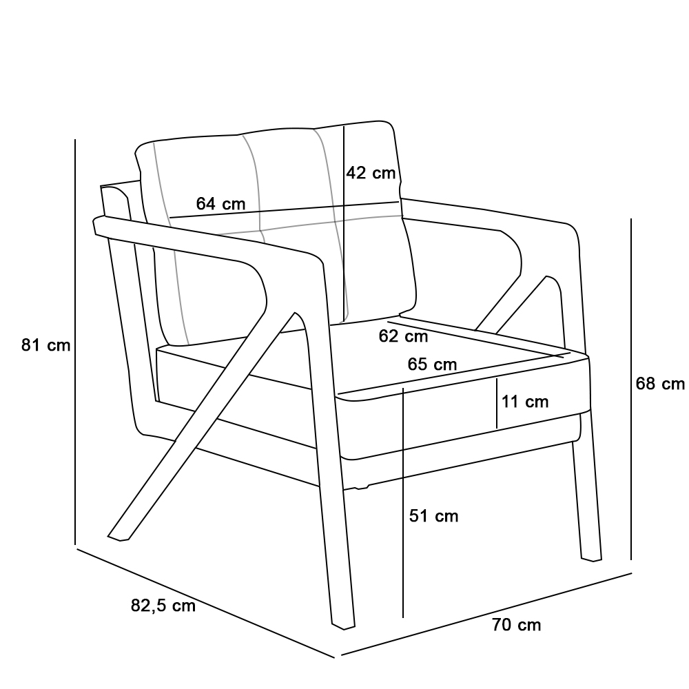 Poltrona Melissa Suede Azul Marinho Base de Madeira Castanho - D'Rossi