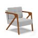 Poltrona Melissa Suede Cinza Base de Madeira Castanho - D'Rossi