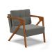 Poltrona Melissa Suede Grafite Base de Madeira Castanho - D'Rossi