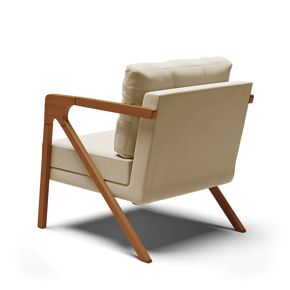 Poltrona Melissa Suede Marrom Rato Base de Madeira Castanho - D'Rossi